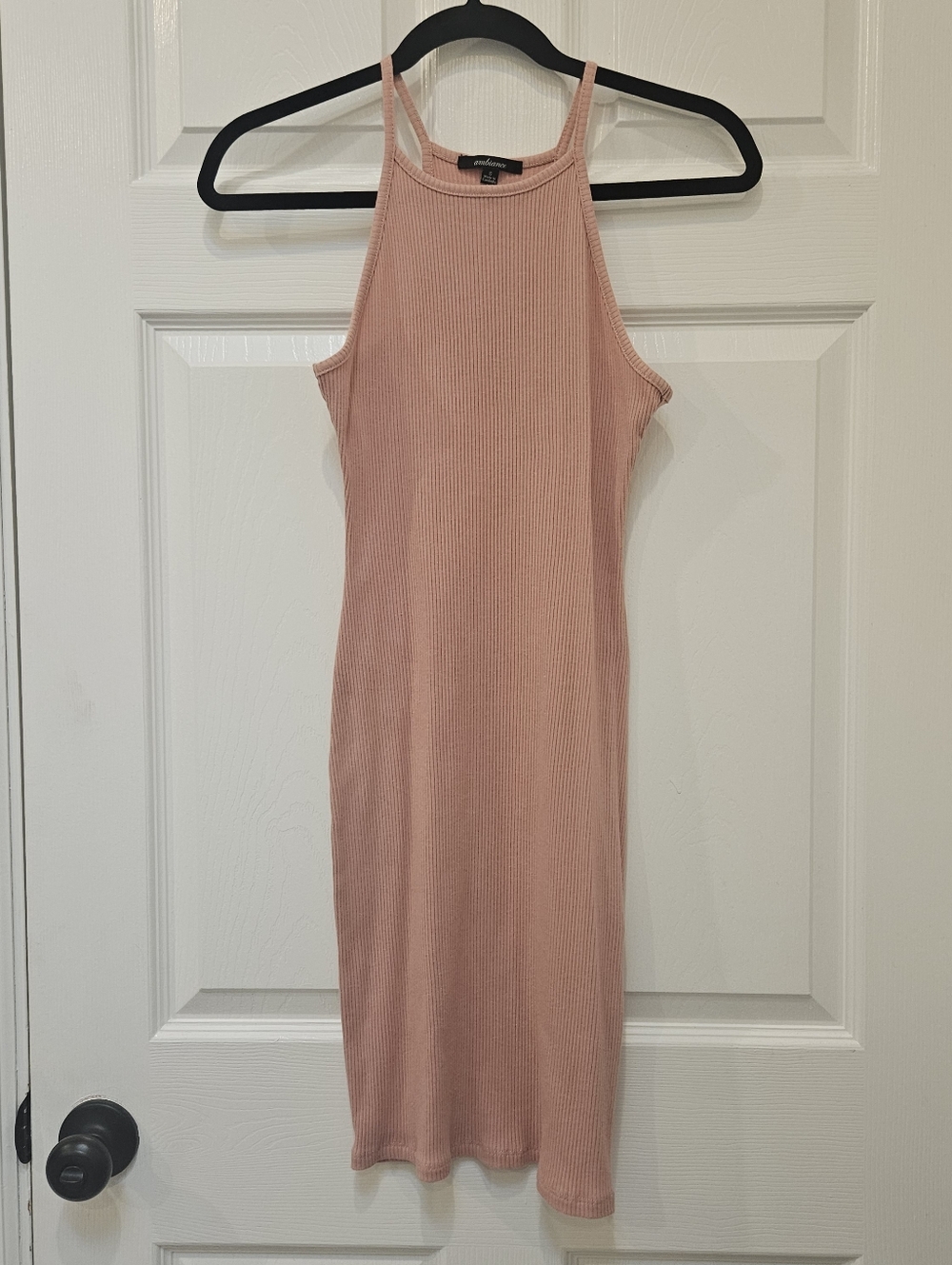 Ambiance Pink Bodycon Ribbed Racer Back Sleeveless Dress Size Small